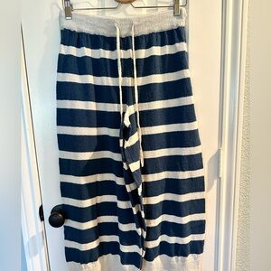 Free People Textured Knit Wide Leg Pants in Cream and Navy-Make an Offer!